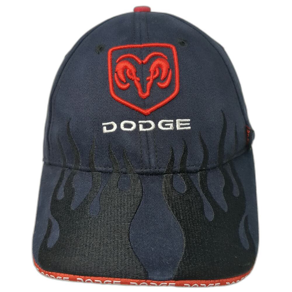 Dodge Baseball Cap Blue OSFM Flame Graphic Embroidered Logo Strapback Hat Ram